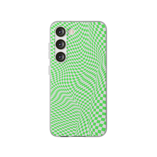 TRIPPY GREEN CHECKERED SAMSUNG FLEXI PHONECASE