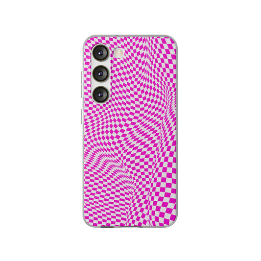 TRIPPY PINK CHECKERED SAMSUNG FLEXI PHONECASE