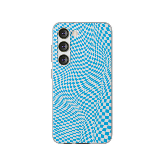 TRIPPY BLUE CHECKERED SAMSUNG FLEXI PHONECASE