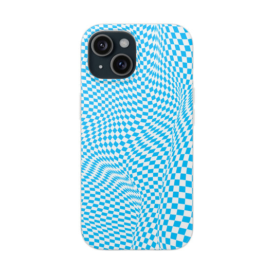 TRIPPY BLUE CHECKERED IPHONE FLEXI PHONECASE