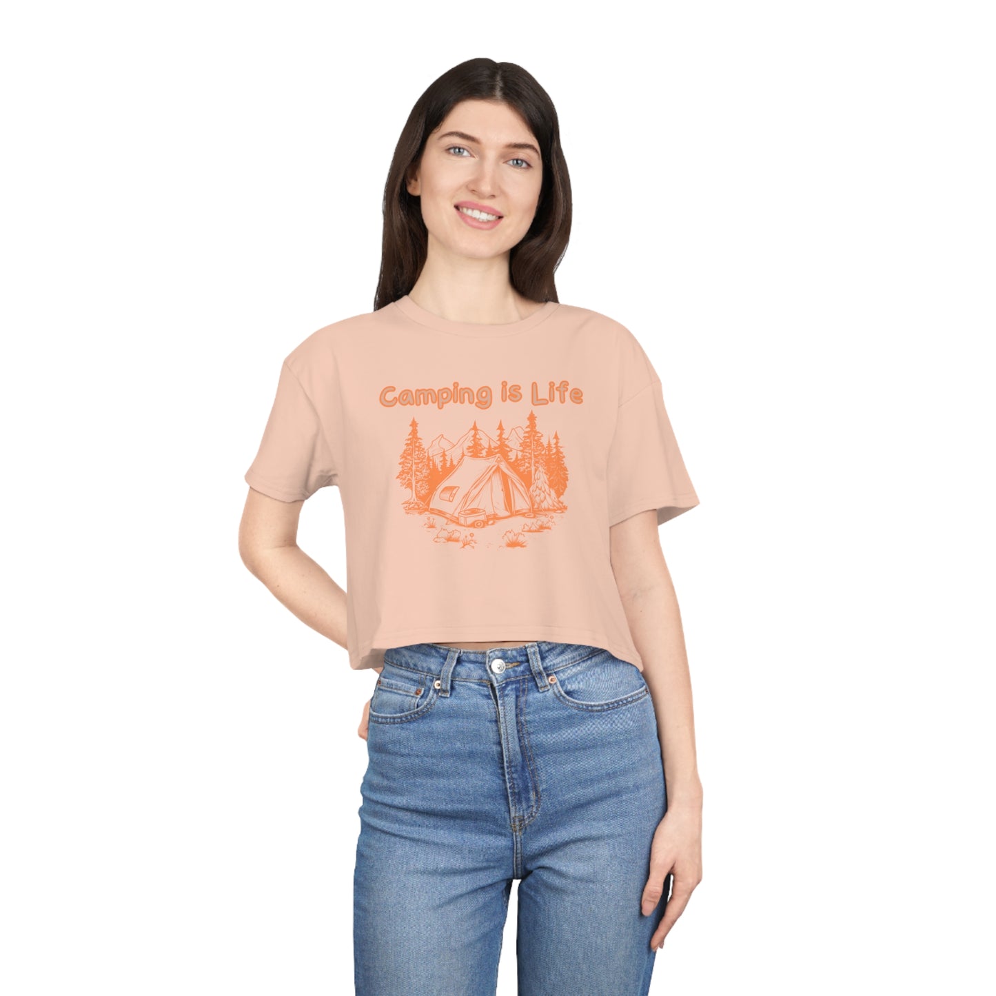 CAMPING IS LIFE CROP T-SHIRT