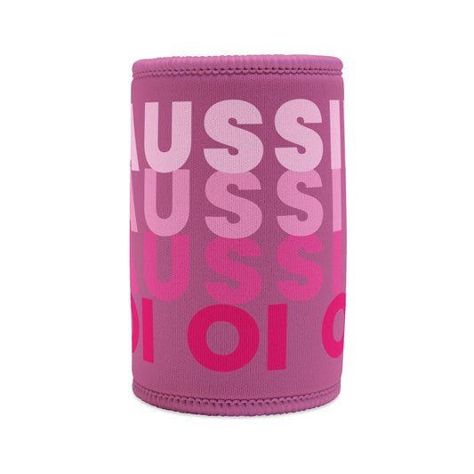 AUSSIE OI (WHT, PINK) PINK STUBBY COOLER