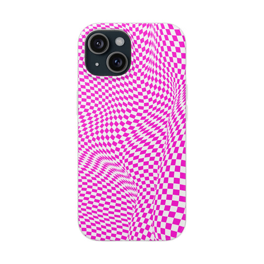 TRIPPY PINK CHECKERED IPHONE FLEXI PHONECASE